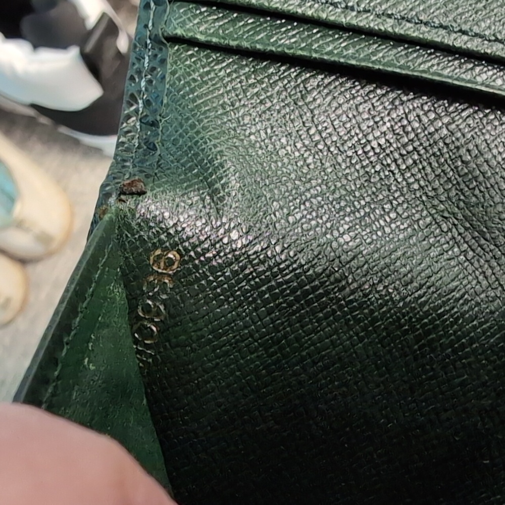 Dark Green LV TAIGA Textured Leather Check Book Wallet - Picture 12 of 12